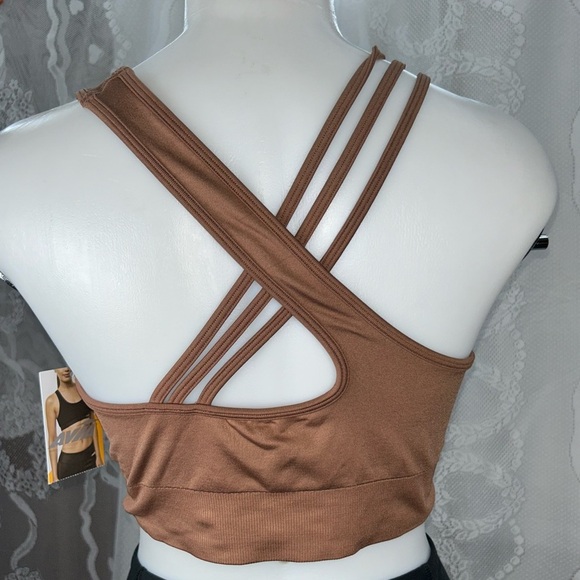 Bundle of two Girls Bra Floral size 36  one Solid Brown Crop Top Size L  New. - Picture 6 of 7